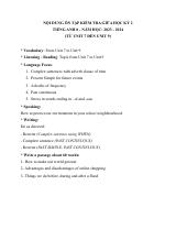 Đề cương ôn tập Giữa kì 2 Tiếng Anh 8 năm 2023–2024 trường THCS Huỳnh Tịnh Của (TP Hồ Chí Minh)